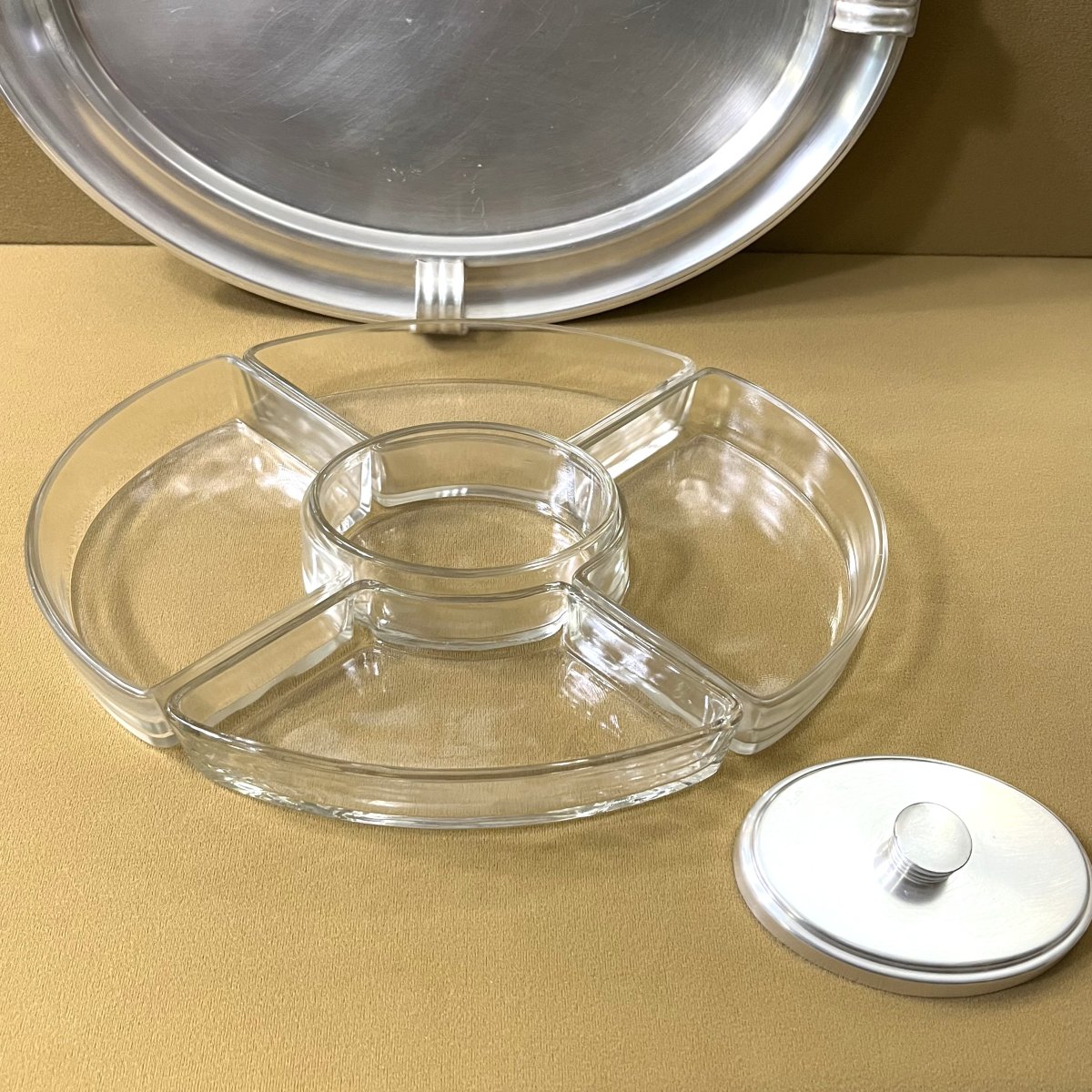 Christofle - Art Deco Silver-plated Metal Serving Tray Stand-photo-1