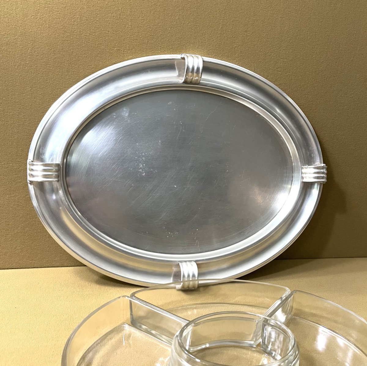 Christofle - Art Deco Silver-plated Metal Serving Tray Stand-photo-2