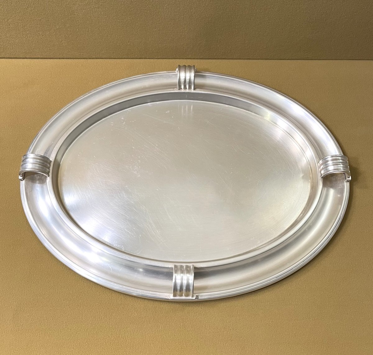 Christofle - Art Deco Silver-plated Metal Serving Tray Stand-photo-3