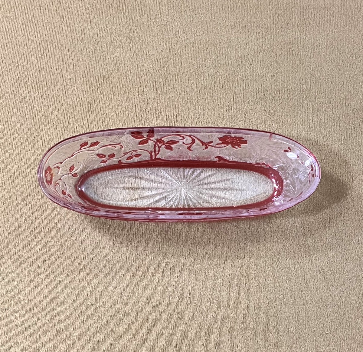 BACCARAT - épinglier en cristal doublé rose gravé à l'acide, modèle EGLANTIER-photo-2