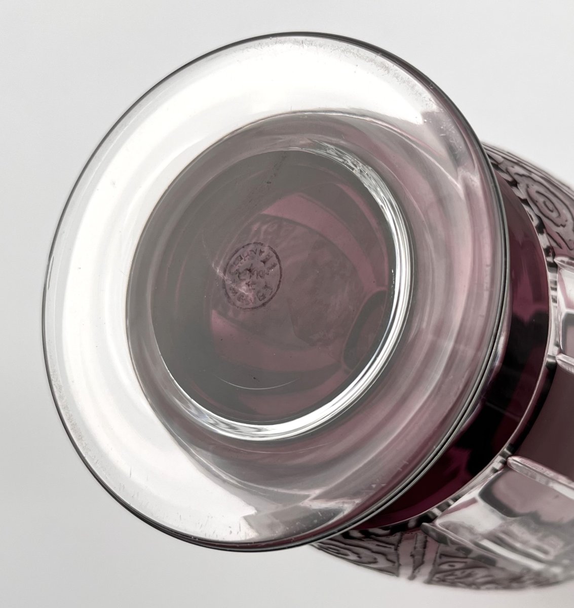 Cristalleries De Nancy - Antique Art Deco Period Vase In Double-layered Crystal, Amethyst -photo-7