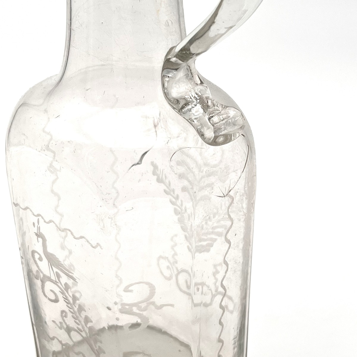 ancienne verseuse / pichet en verre soufflé de Flühli (Suisse), fin XVIII - début XIXème-photo-4