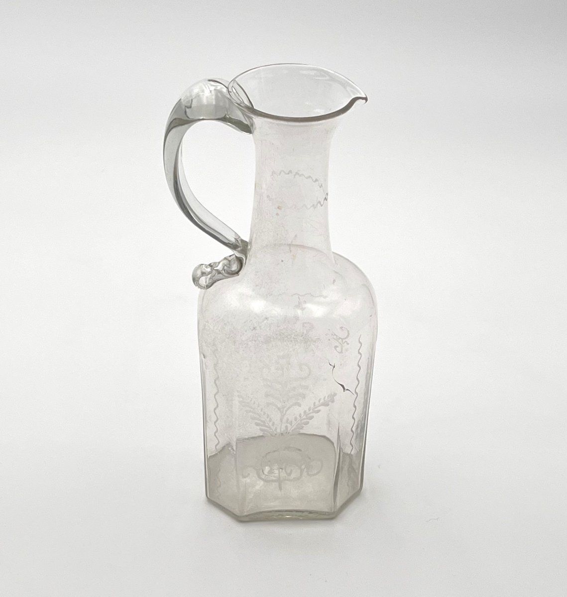 ancienne verseuse / pichet en verre soufflé de Flühli (Suisse), fin XVIII - début XIXème-photo-2
