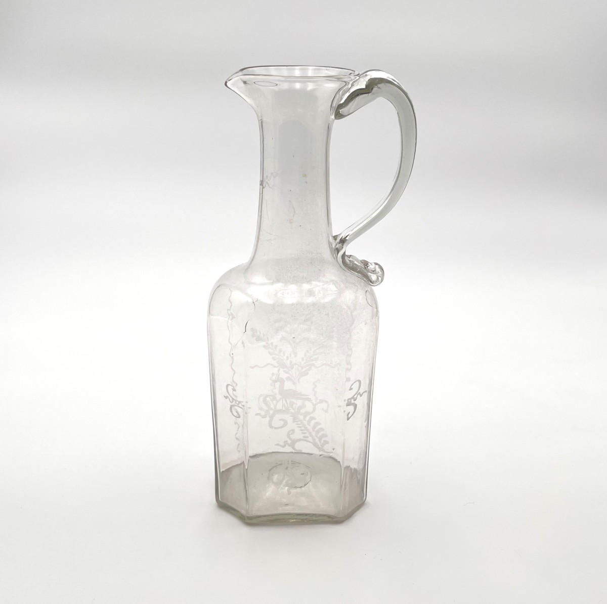 ancienne verseuse / pichet en verre soufflé de Flühli (Suisse), fin XVIII - début XIXème