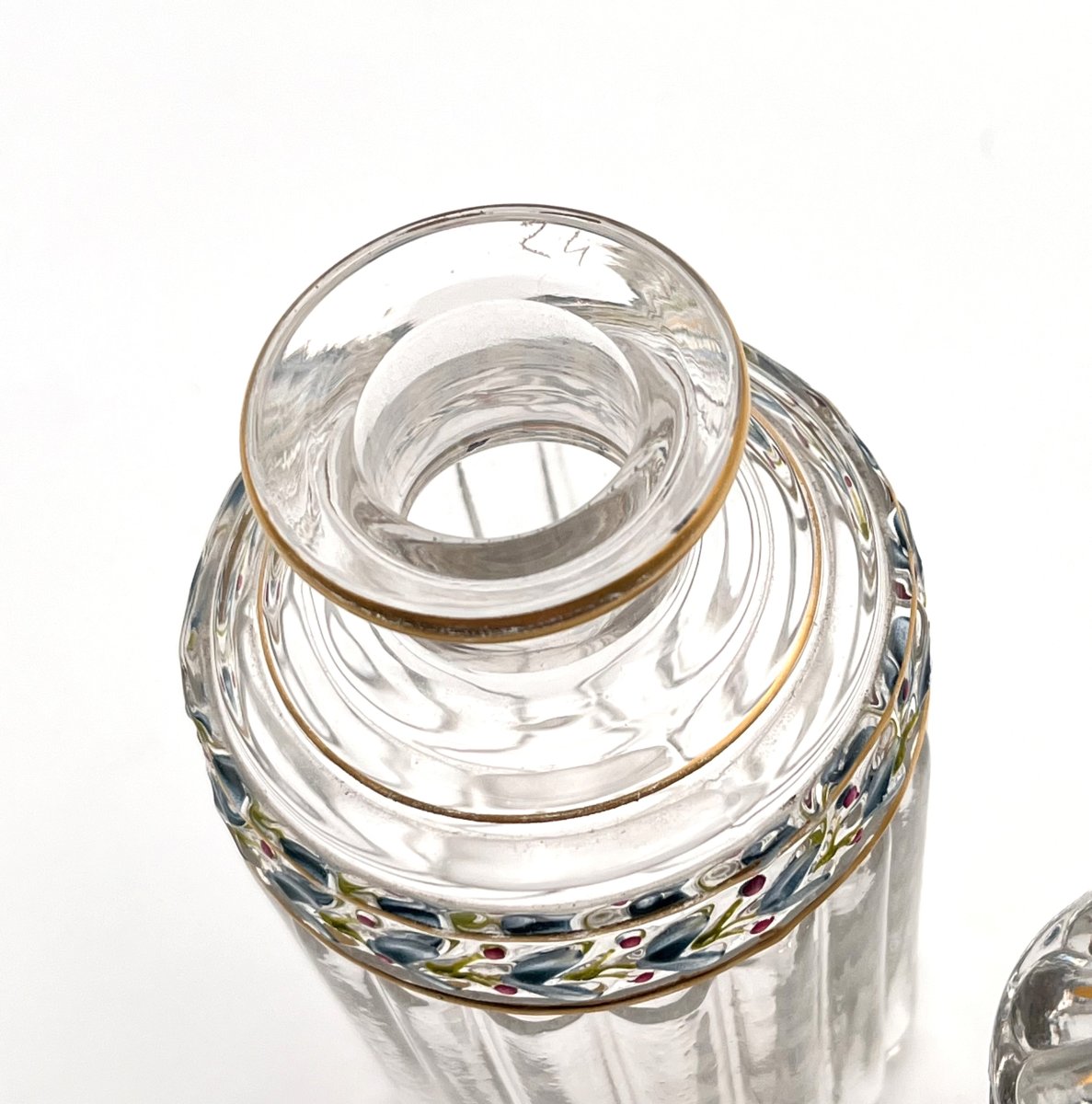 SAINT LOUIS - ancien flacon à parfum en cristal émaillé, modèle EMPIRE-photo-1