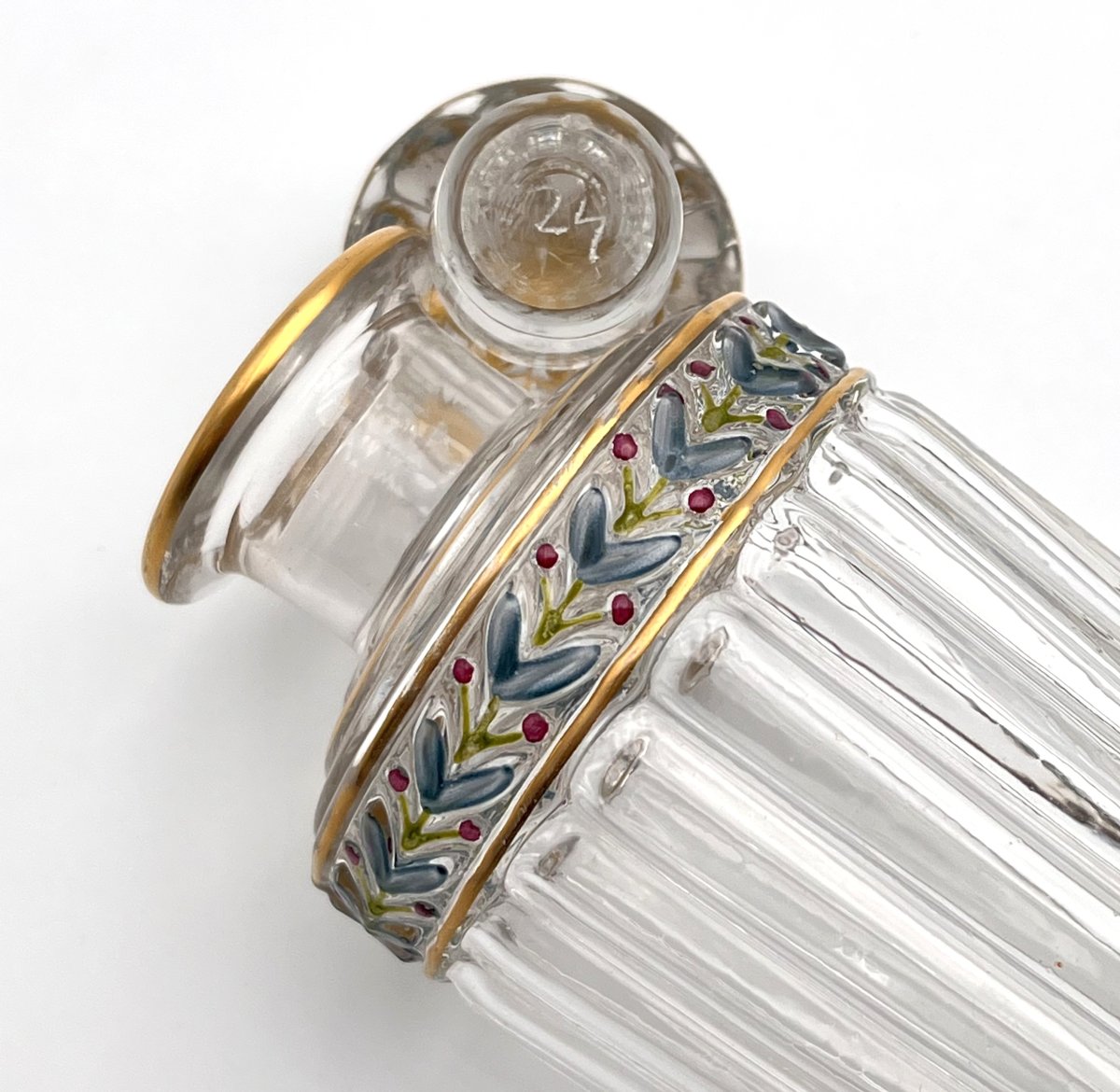 SAINT LOUIS - ancien flacon à parfum en cristal émaillé, modèle EMPIRE-photo-2