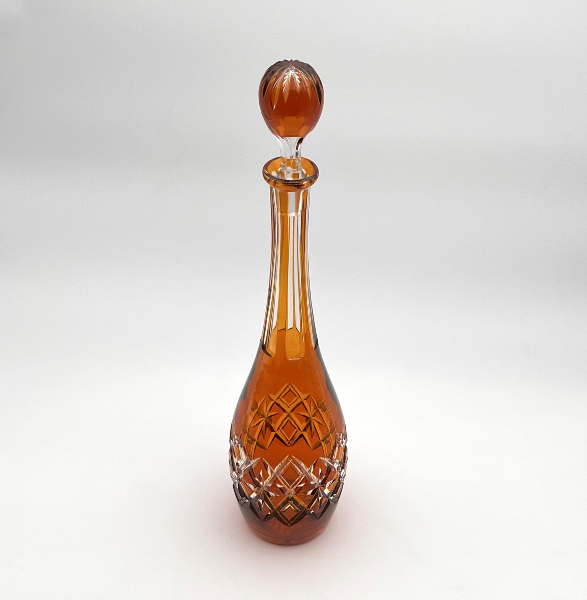 Baccarat - Superb Antique Cut Crystal Decanter With Orange Lining, 45 Cm-photo-2