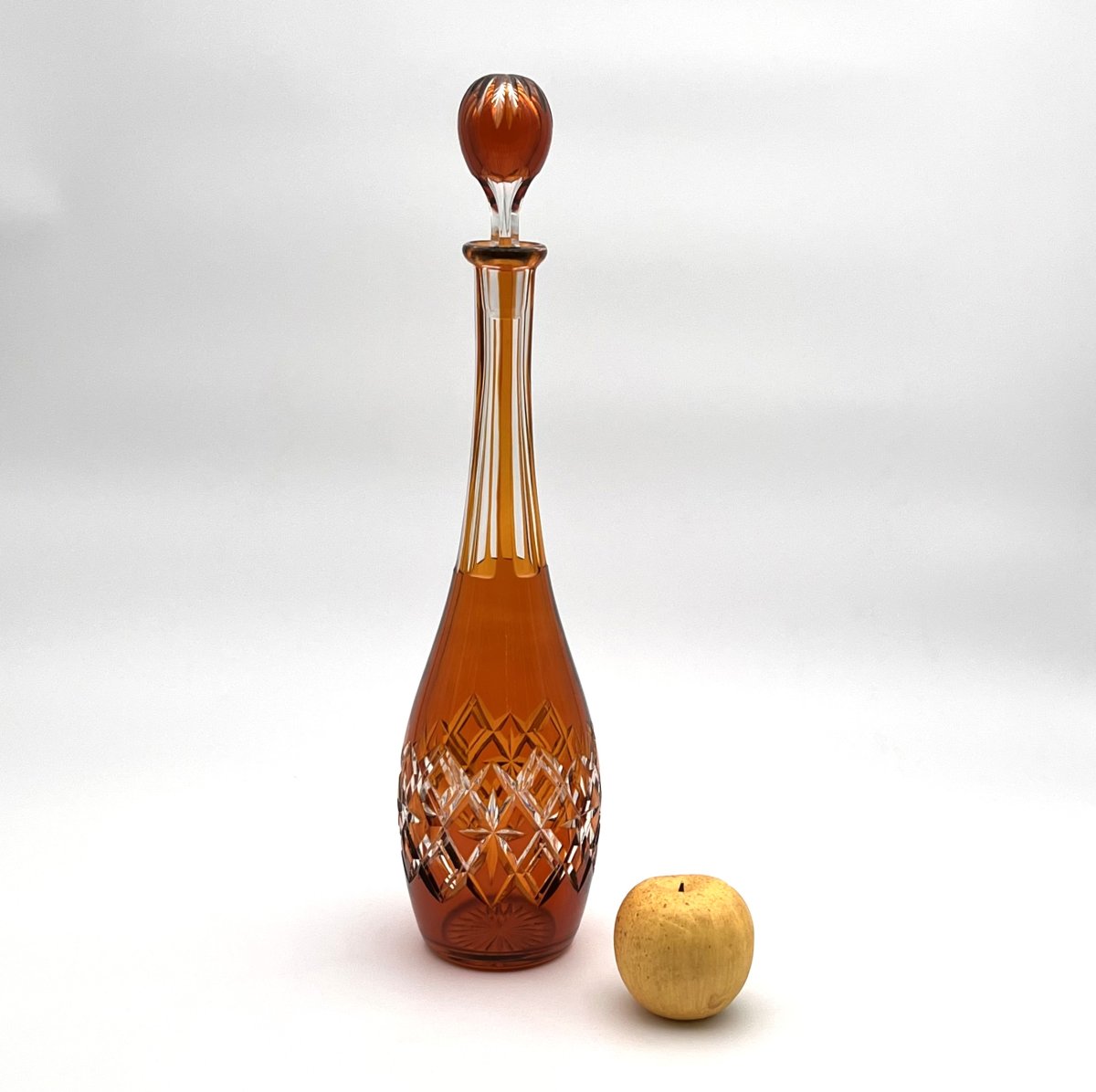 Baccarat - Superb Antique Cut Crystal Decanter With Orange Lining, 45 Cm-photo-3