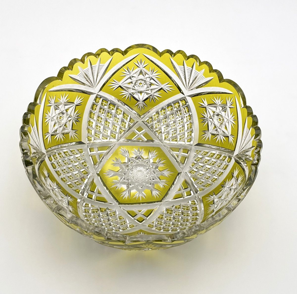 Baccarat - Large Cut Crystal Bowl/salad Bowl With Green Lining-photo-4