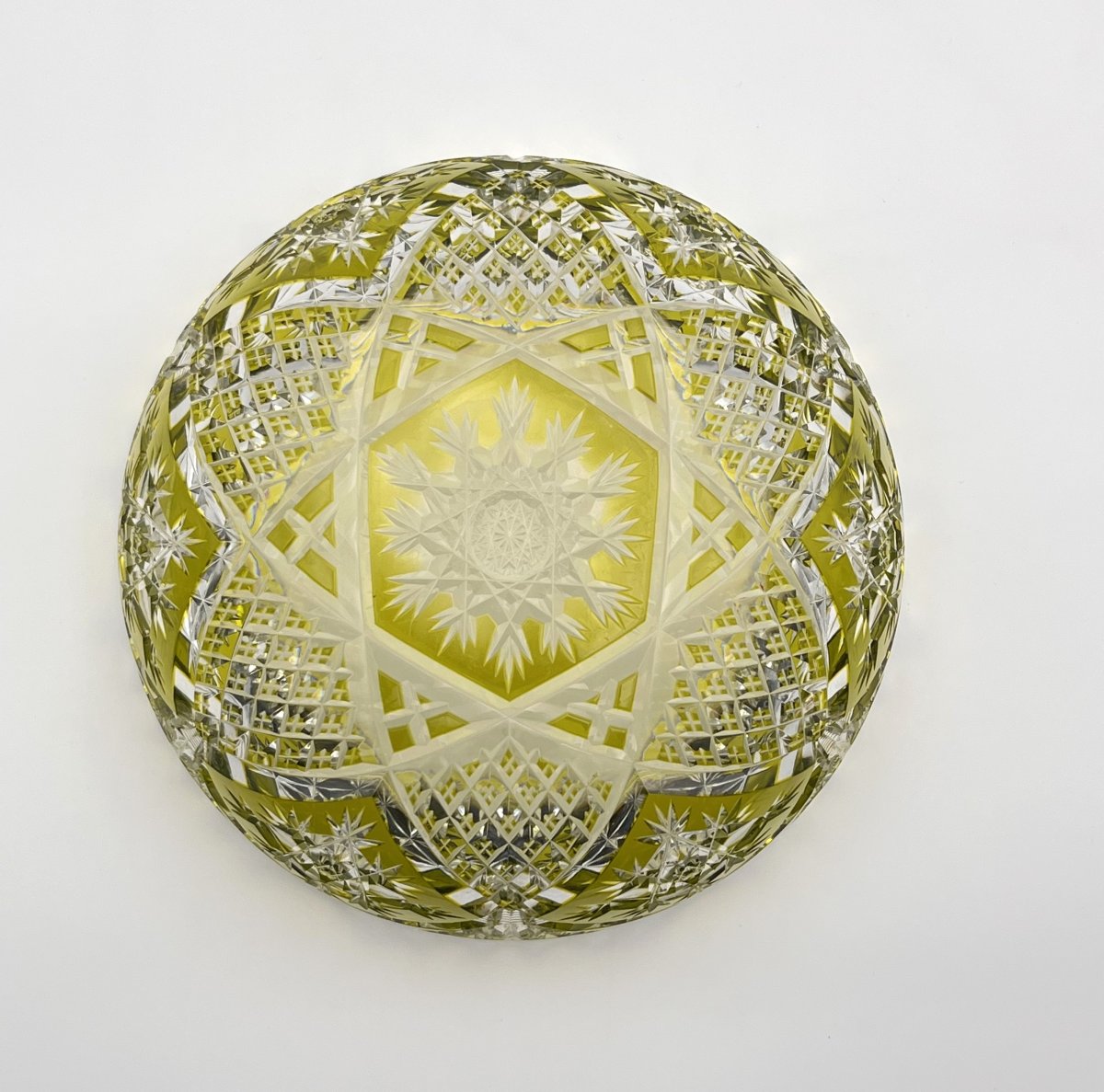 Baccarat - Large Cut Crystal Bowl/salad Bowl With Green Lining-photo-2