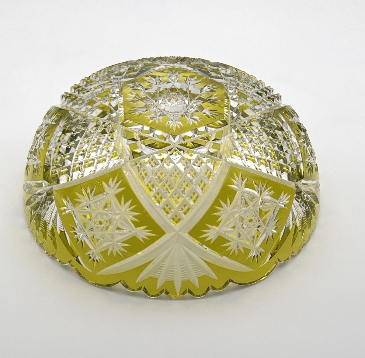 Baccarat - Large Cut Crystal Bowl/salad Bowl With Green Lining-photo-3