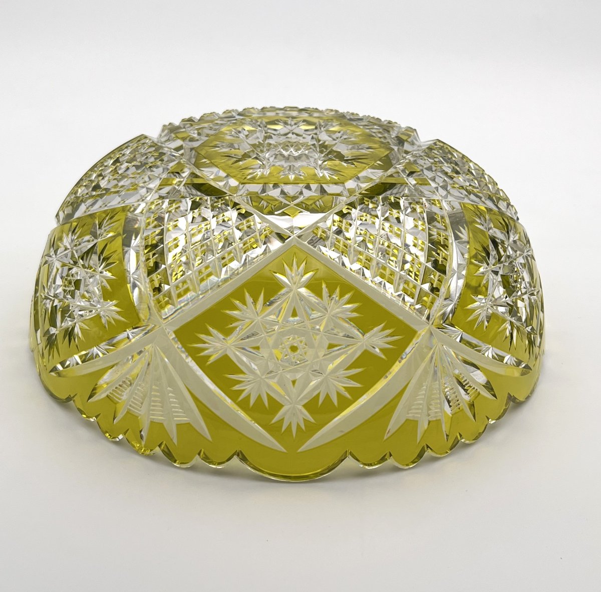 Baccarat - Large Cut Crystal Bowl/salad Bowl With Green Lining-photo-4