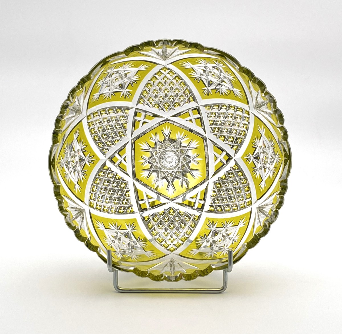 Baccarat - Large Cut Crystal Bowl/salad Bowl With Green Lining