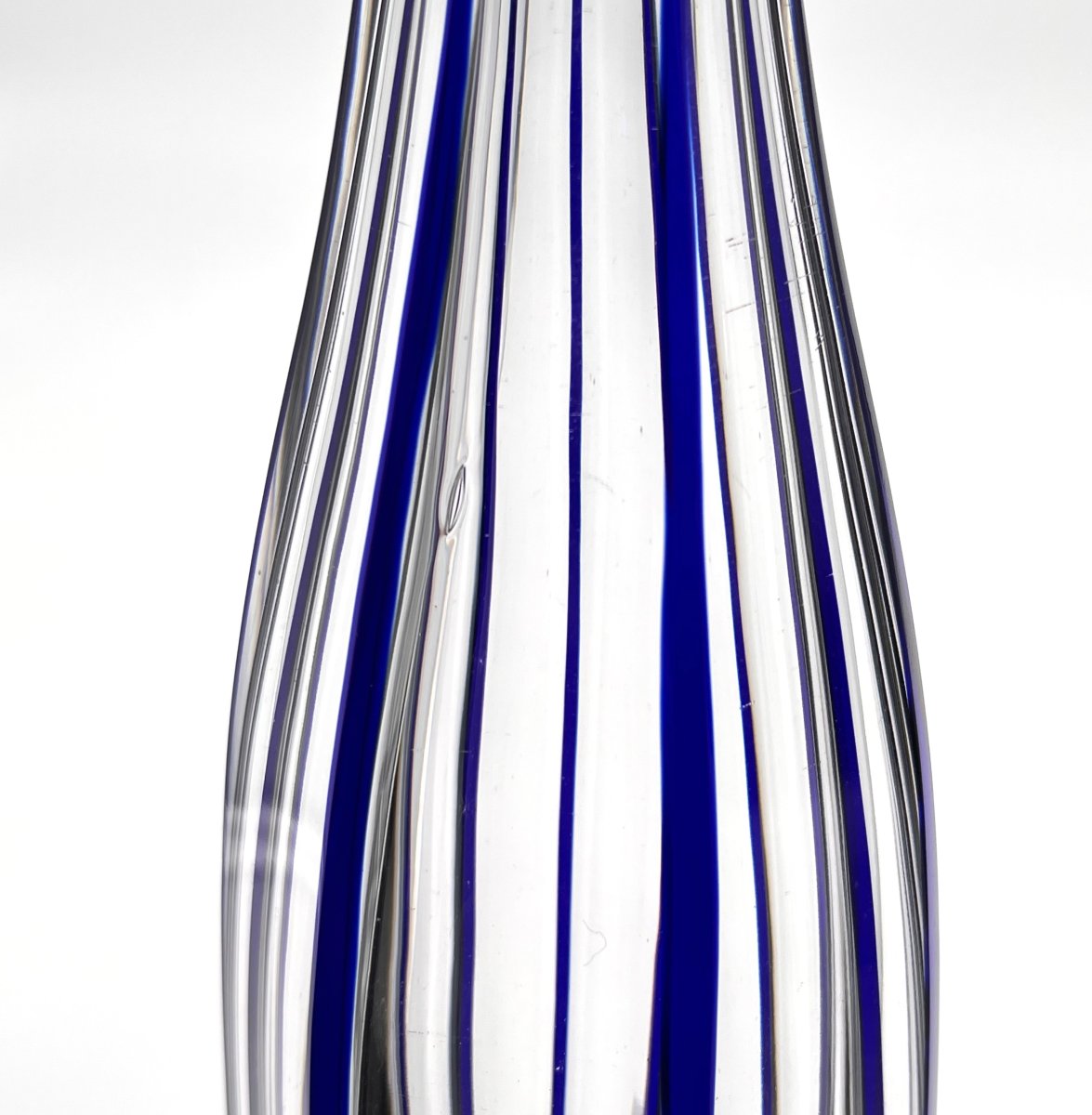 Baccarat - Antique Cut Crystal Decanter With Blue Overlay, Malmaison Model, 45.5 Cm-photo-6