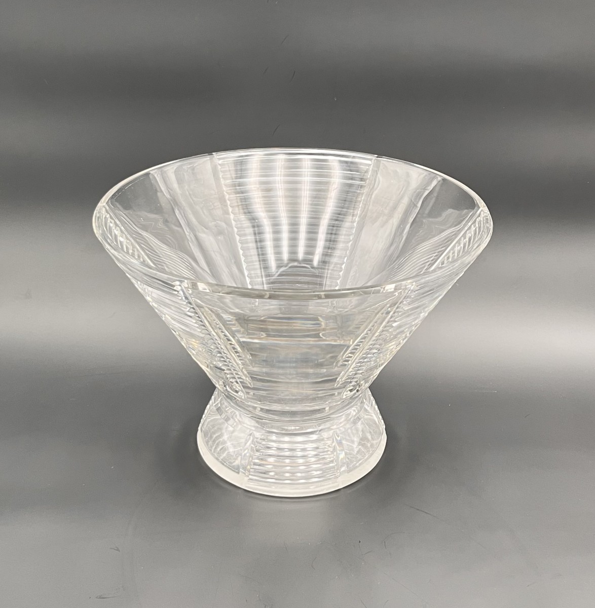 Baccarat - Large Period Art Deco Cut Crystal Vase, Stamped.-photo-3