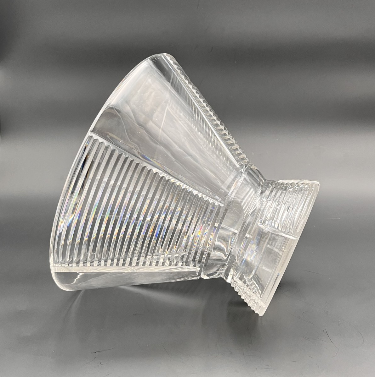 Baccarat - Large Period Art Deco Cut Crystal Vase, Stamped.-photo-1