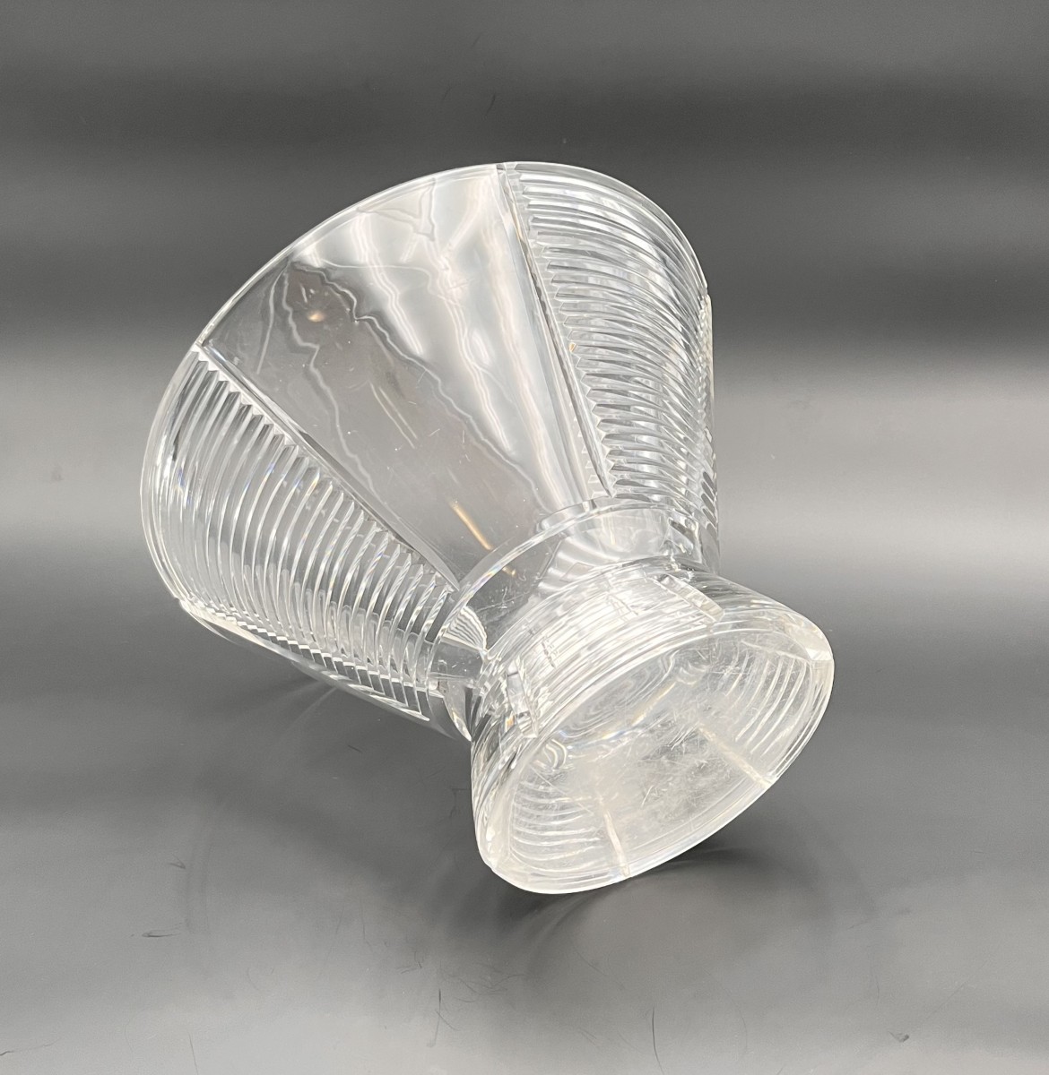 Baccarat - Large Period Art Deco Cut Crystal Vase, Stamped.-photo-2