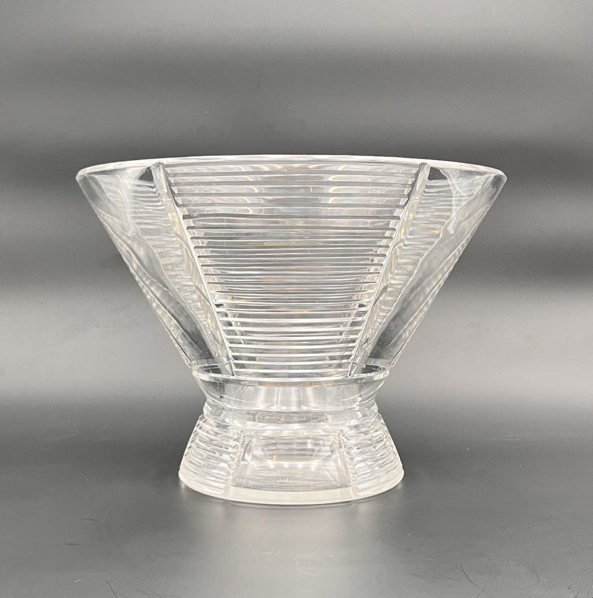 Baccarat - Large Period Art Deco Cut Crystal Vase, Stamped.