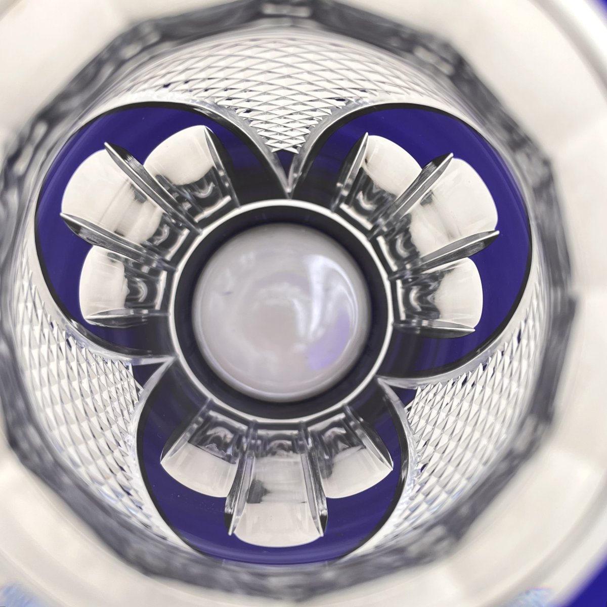 Cristalleries De Nancy - Art Deco Blue-lined Cut Crystal Vase-photo-1