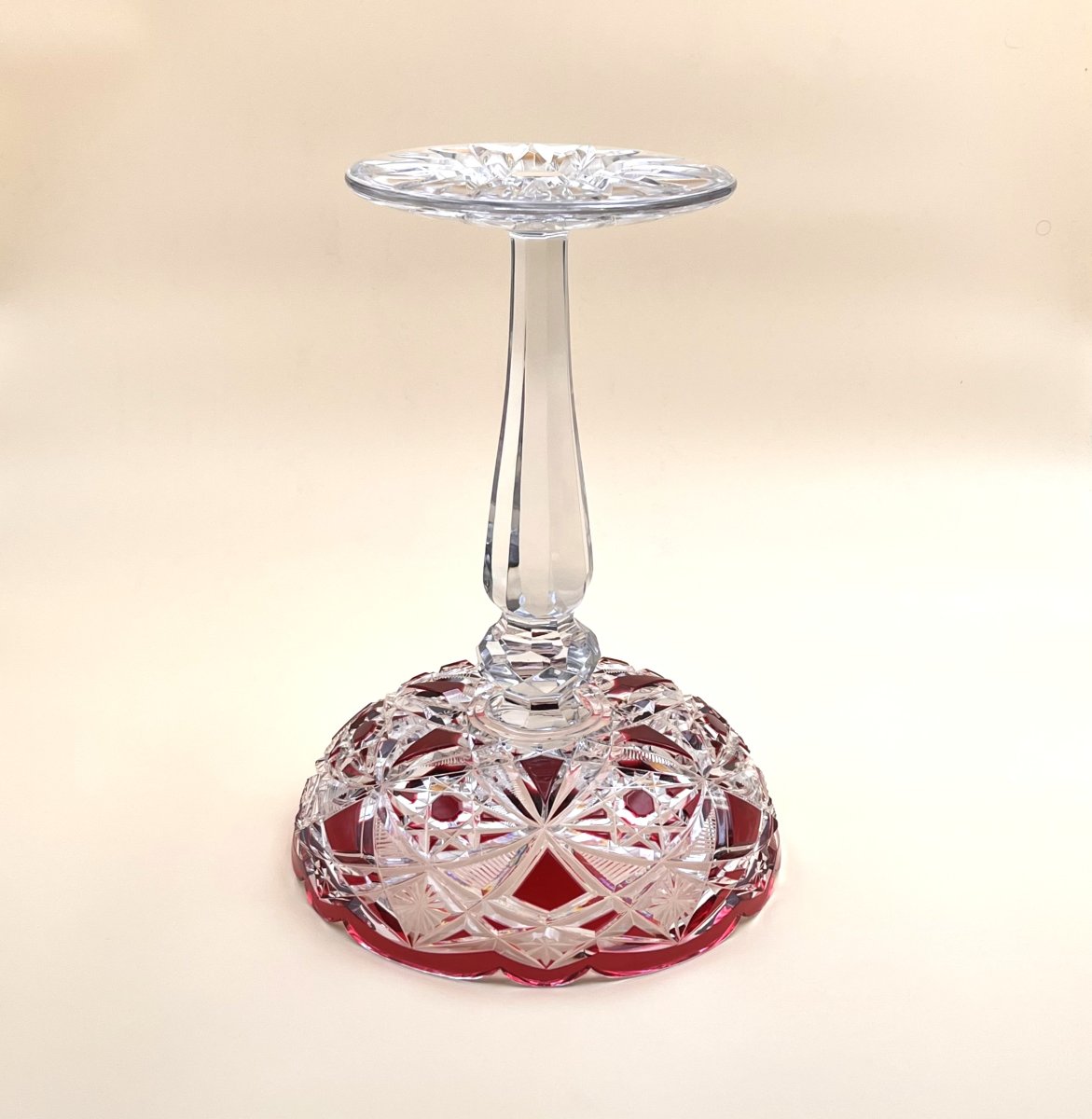 BACCARAT - grande coupe sur pied en cristal overlay doublé rouge 35,5 cm-photo-5