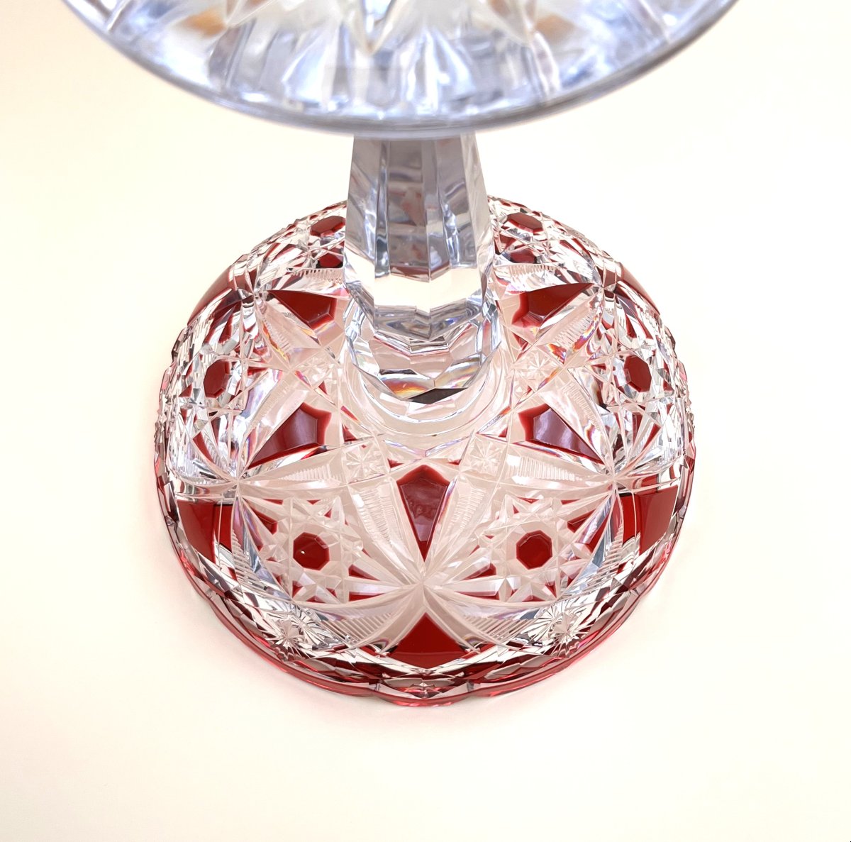 BACCARAT - grande coupe sur pied en cristal overlay doublé rouge 35,5 cm-photo-7