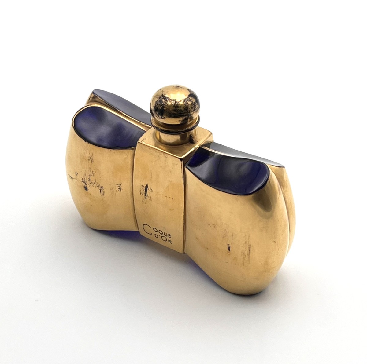 ancien flacon NOEUD PAPILLON en cristal bleu de BACCARAT pour le parfum COQUE D'OR de GUERLAIN-photo-1