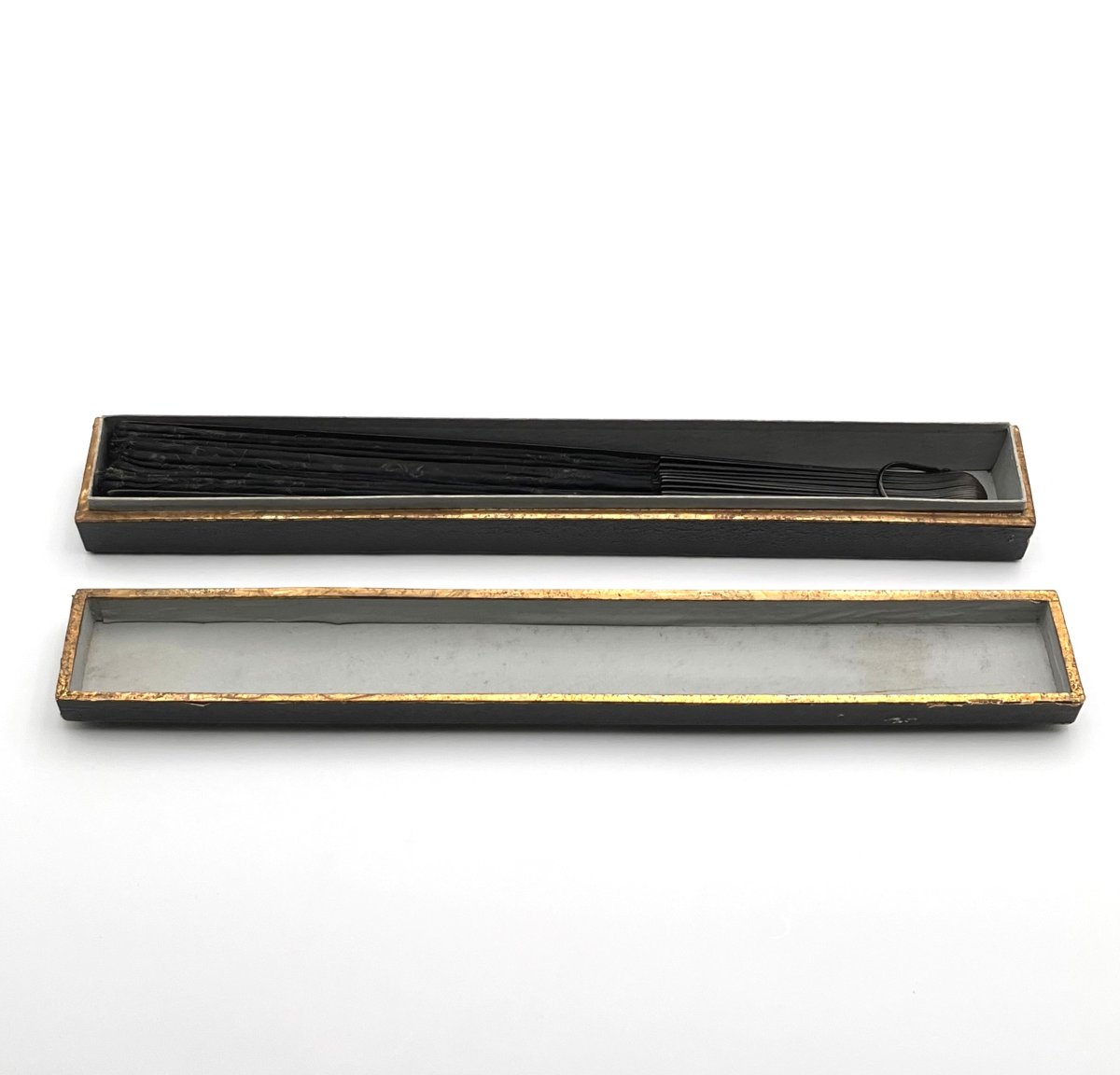 Antique Lace Fan, Blackened Wood Frame, Napoleon III Period-photo-7