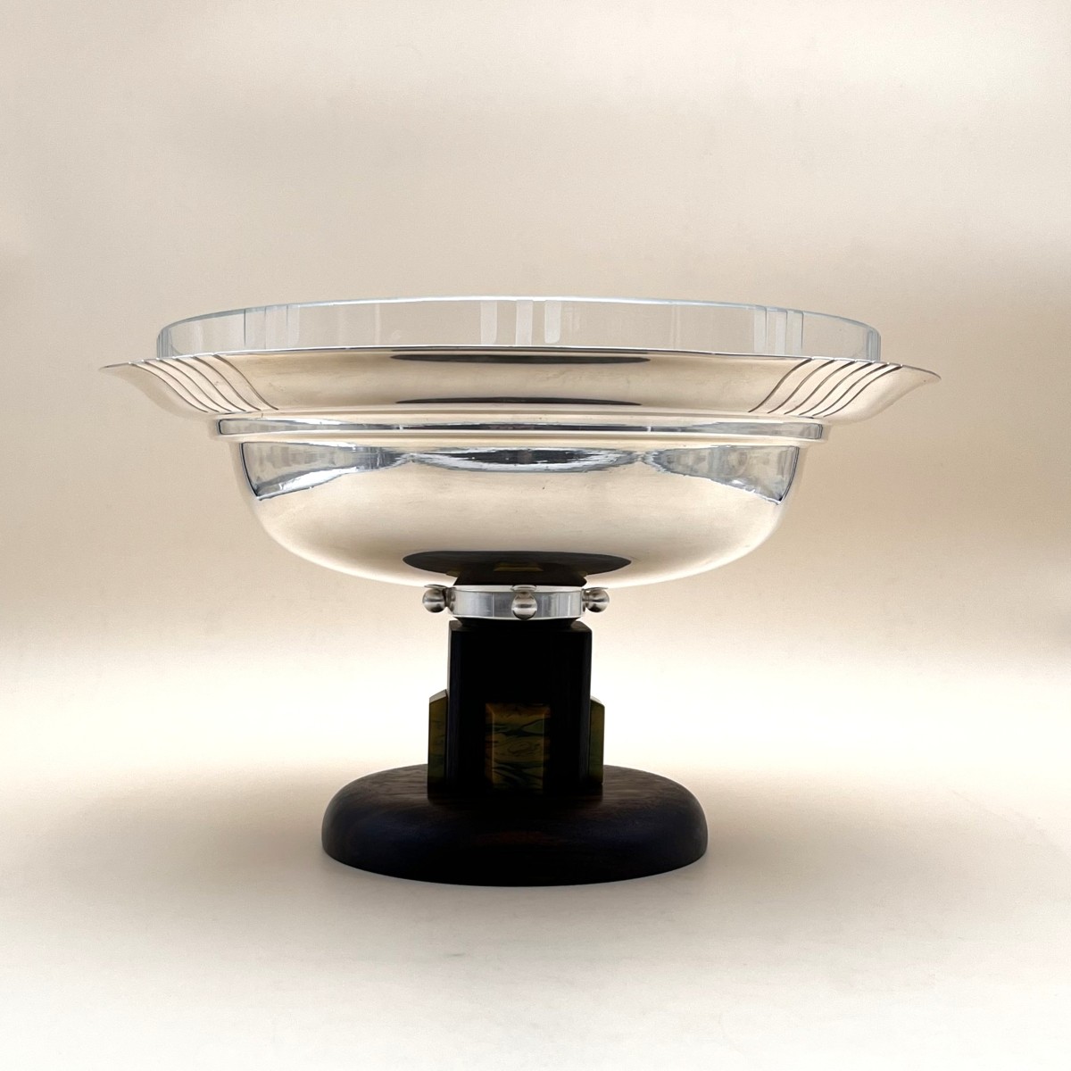 Armand Frenais - Large Art Deco Silver-plated And Rosewood Bowl / Centerpiece