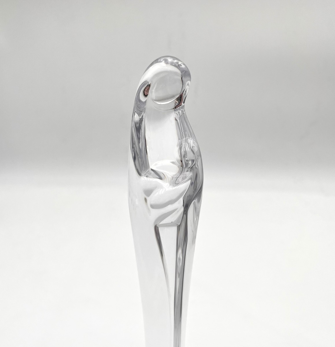 DAUM - sculpture / statue de la Vierge à l'enfant en cristal signé 28 cm-photo-2