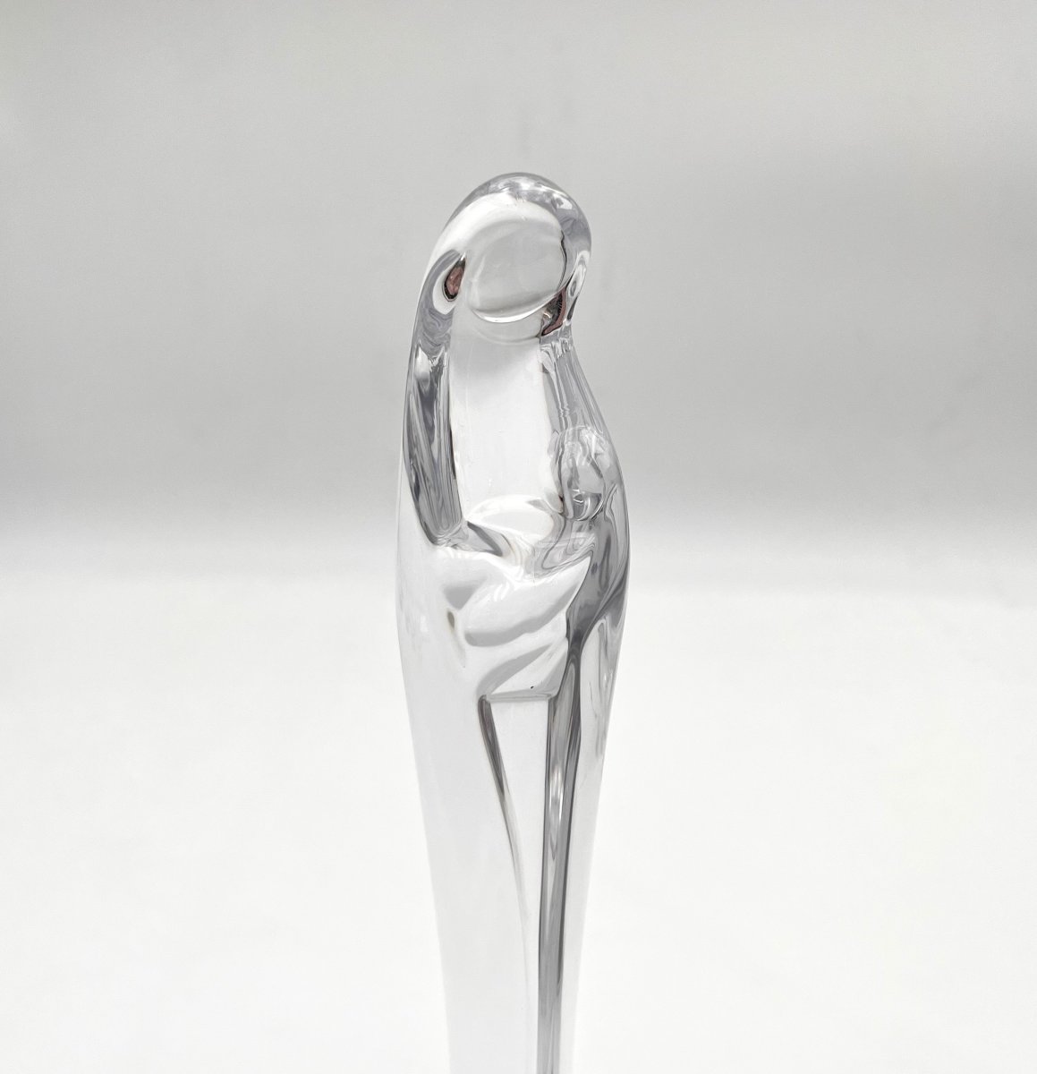 DAUM - sculpture / statue de la Vierge à l'enfant en cristal signé 28 cm-photo-5