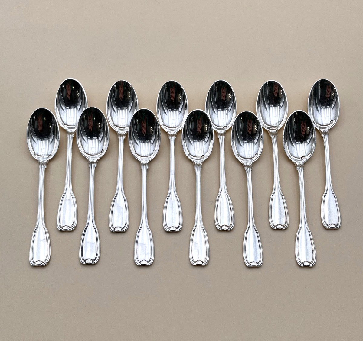 Henin & Cie - 12 Solid Silver Minerve 10.5 Cm Moka / Espresso / Verrine Spoons-photo-4