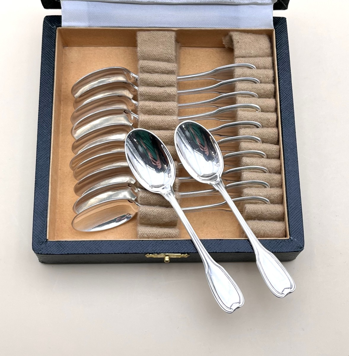 Henin & Cie - 12 Solid Silver Minerve 10.5 Cm Moka / Espresso / Verrine Spoons