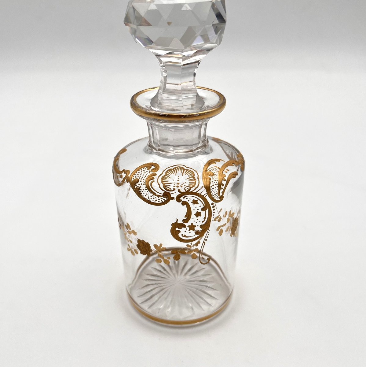 Baccarat - Antique Gold Enamelled Crystal Perfume Bottle 16 Cm-photo-4
