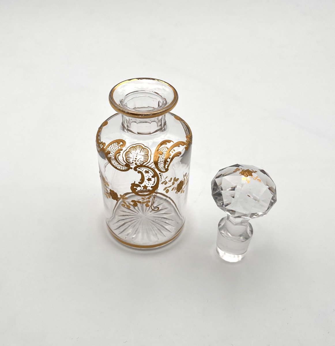 Baccarat - Antique Gold Enamelled Crystal Perfume Bottle 16 Cm-photo-4