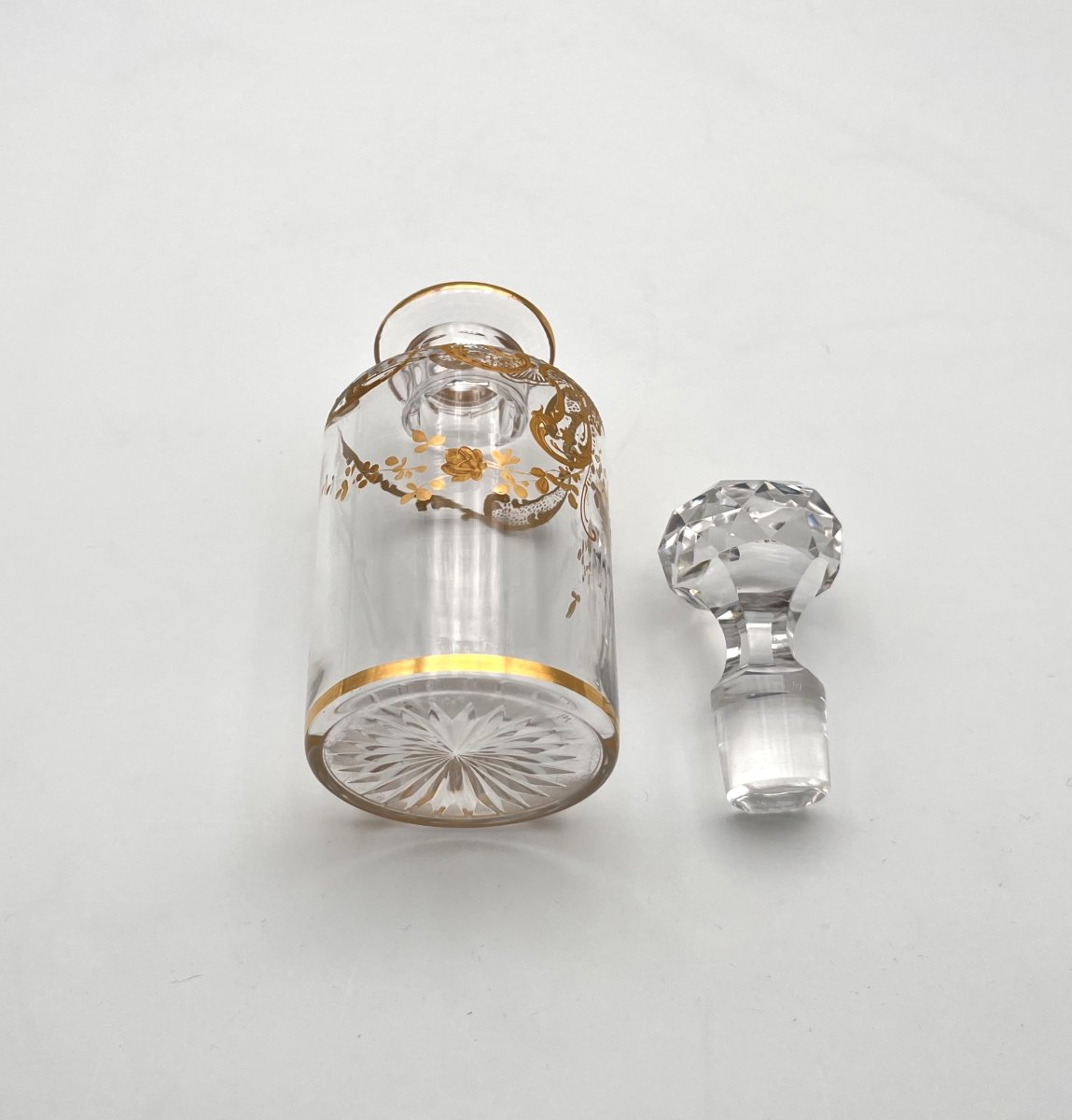 Baccarat - Antique Gold Enamelled Crystal Perfume Bottle 16 Cm-photo-5