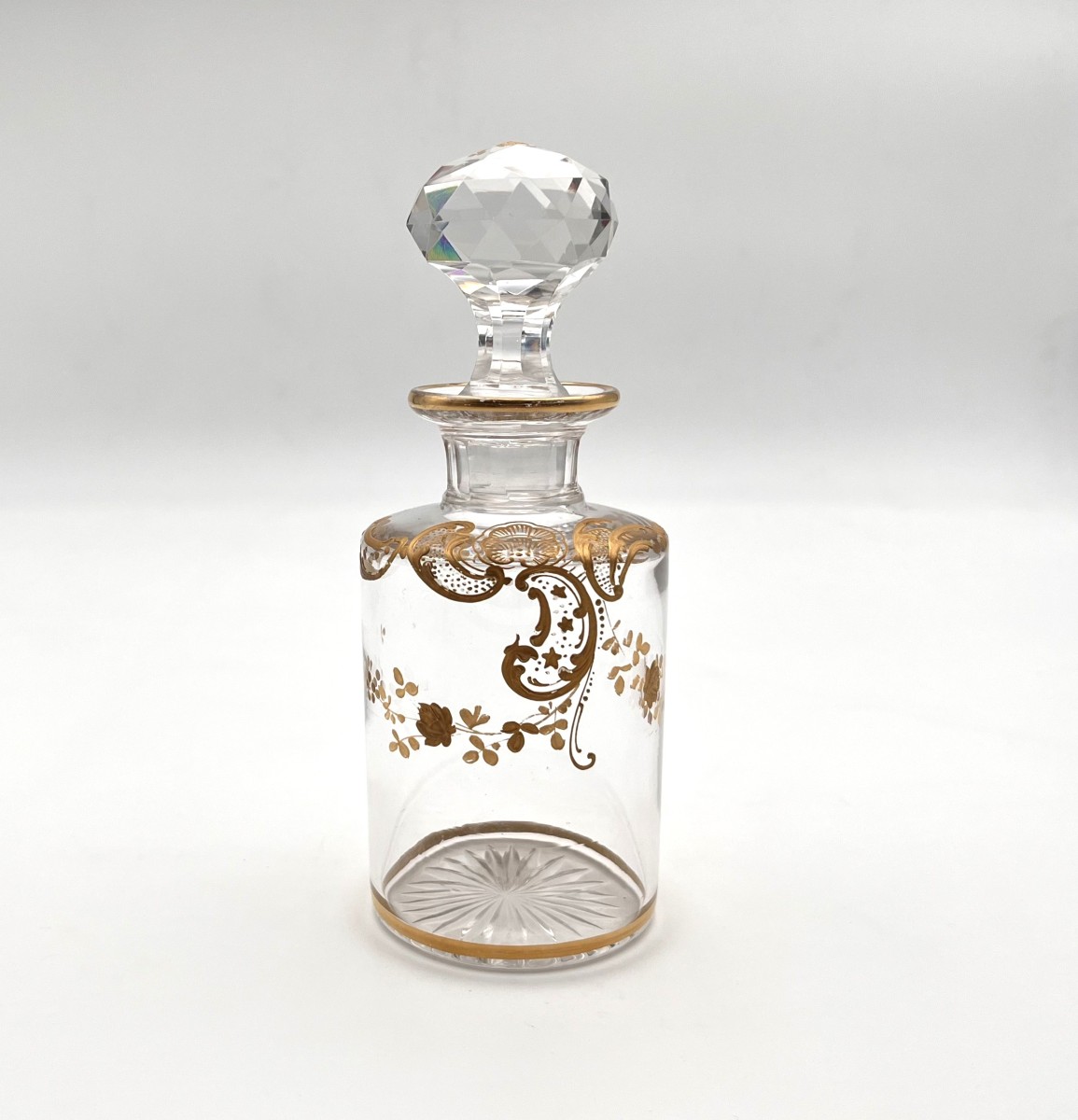 Baccarat - Antique Gold Enamelled Crystal Perfume Bottle 16 Cm