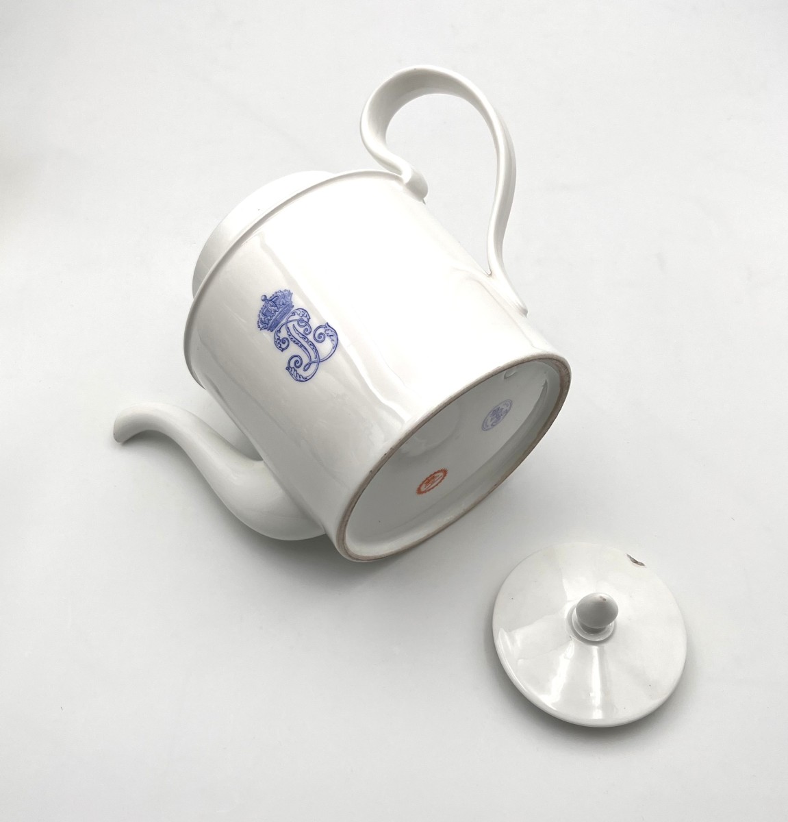 Manufacture Royal De Sevres - Teapot Louis Philippe Porcelain Signed Chateau De Compiegne 1845-photo-3