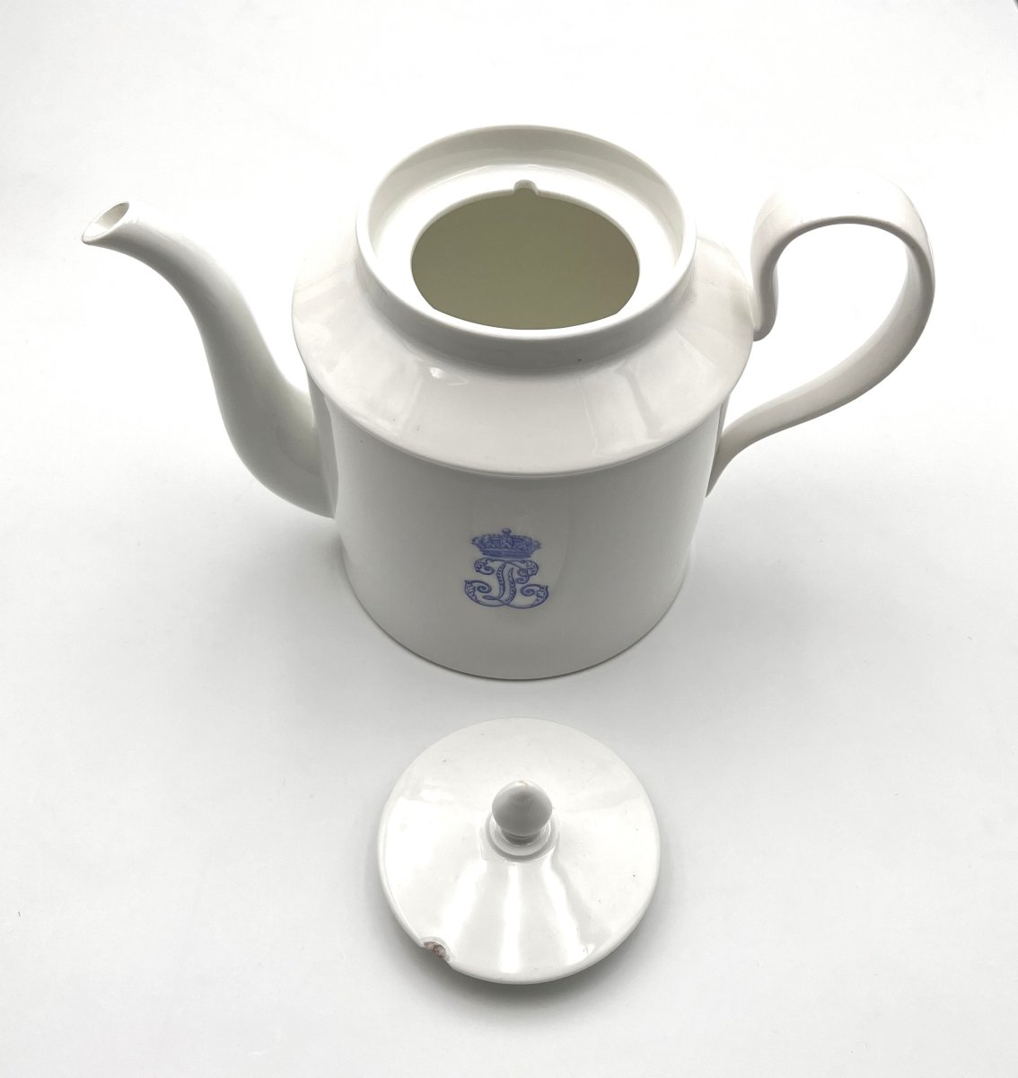 Manufacture Royal De Sevres - Teapot Louis Philippe Porcelain Signed Chateau De Compiegne 1845-photo-3