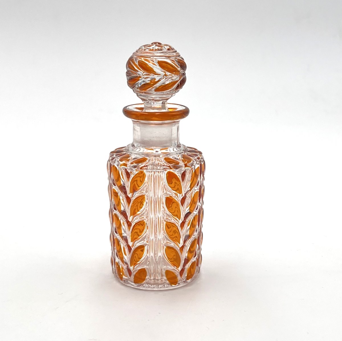 Baccarat - Antique Orange Lined Crystal Perfume Bottle 12.5 Cm - Laurier Model-photo-3