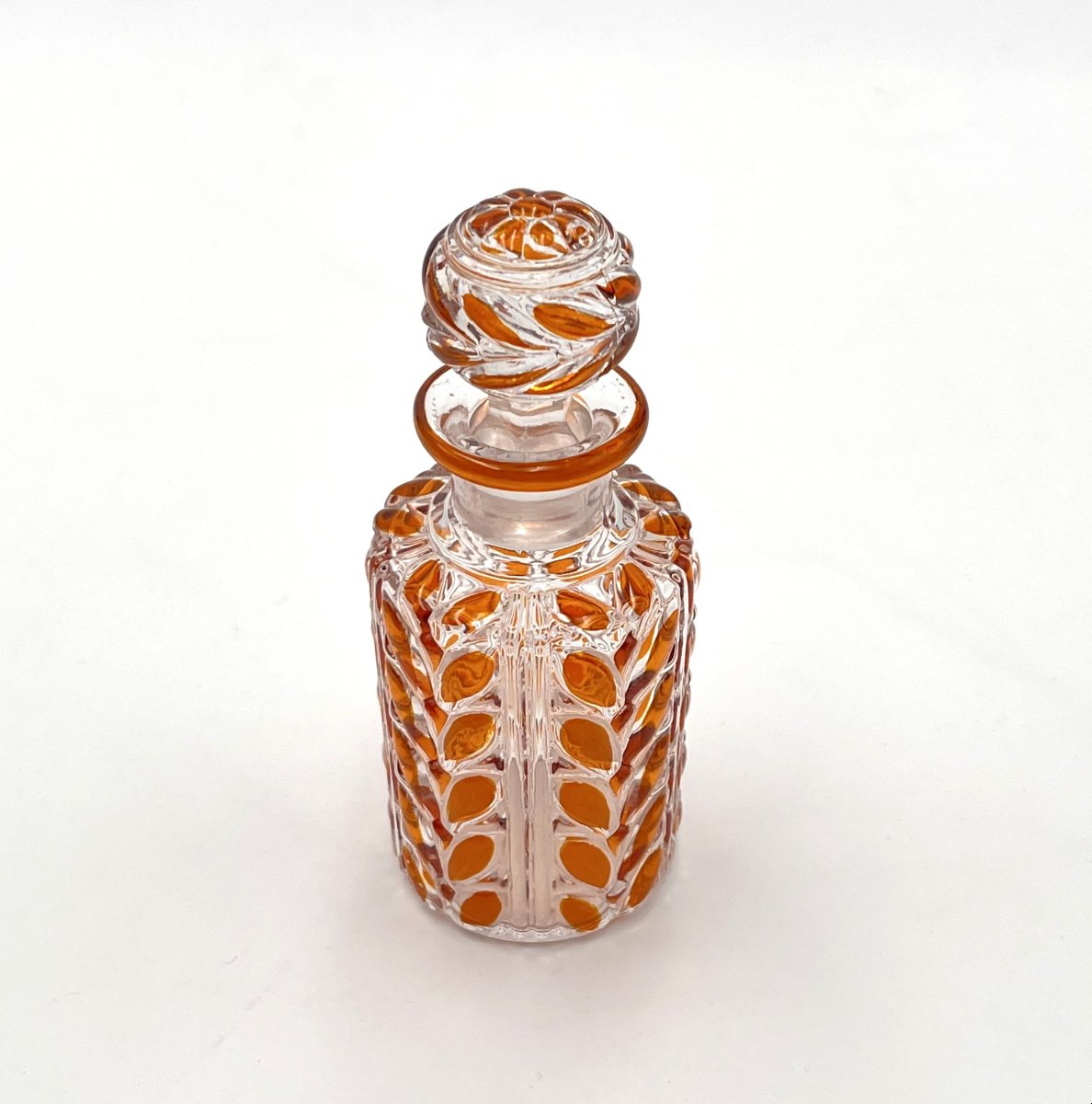Baccarat - Antique Orange Lined Crystal Perfume Bottle 12.5 Cm - Laurier Model-photo-4