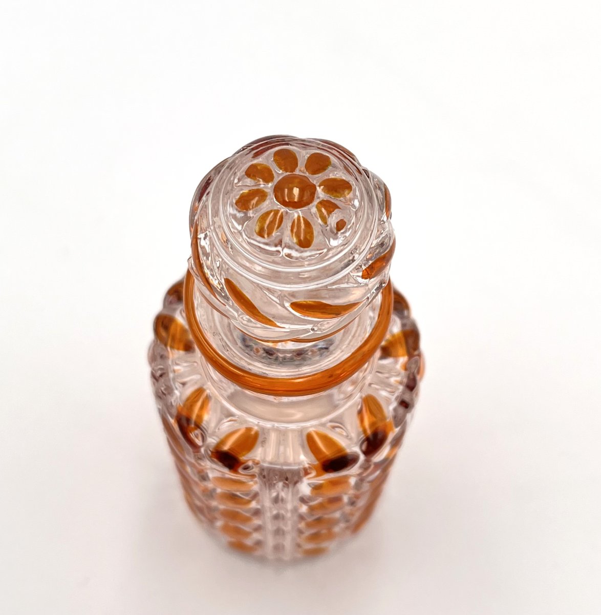 Baccarat - Antique Orange Lined Crystal Perfume Bottle 12.5 Cm - Laurier Model-photo-2