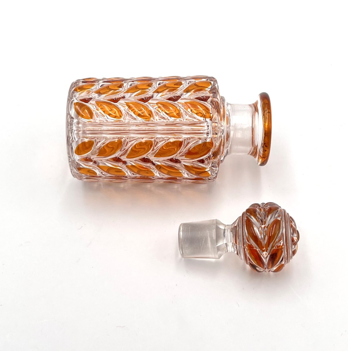 Baccarat - Antique Orange Lined Crystal Perfume Bottle 12.5 Cm - Laurier Model-photo-4