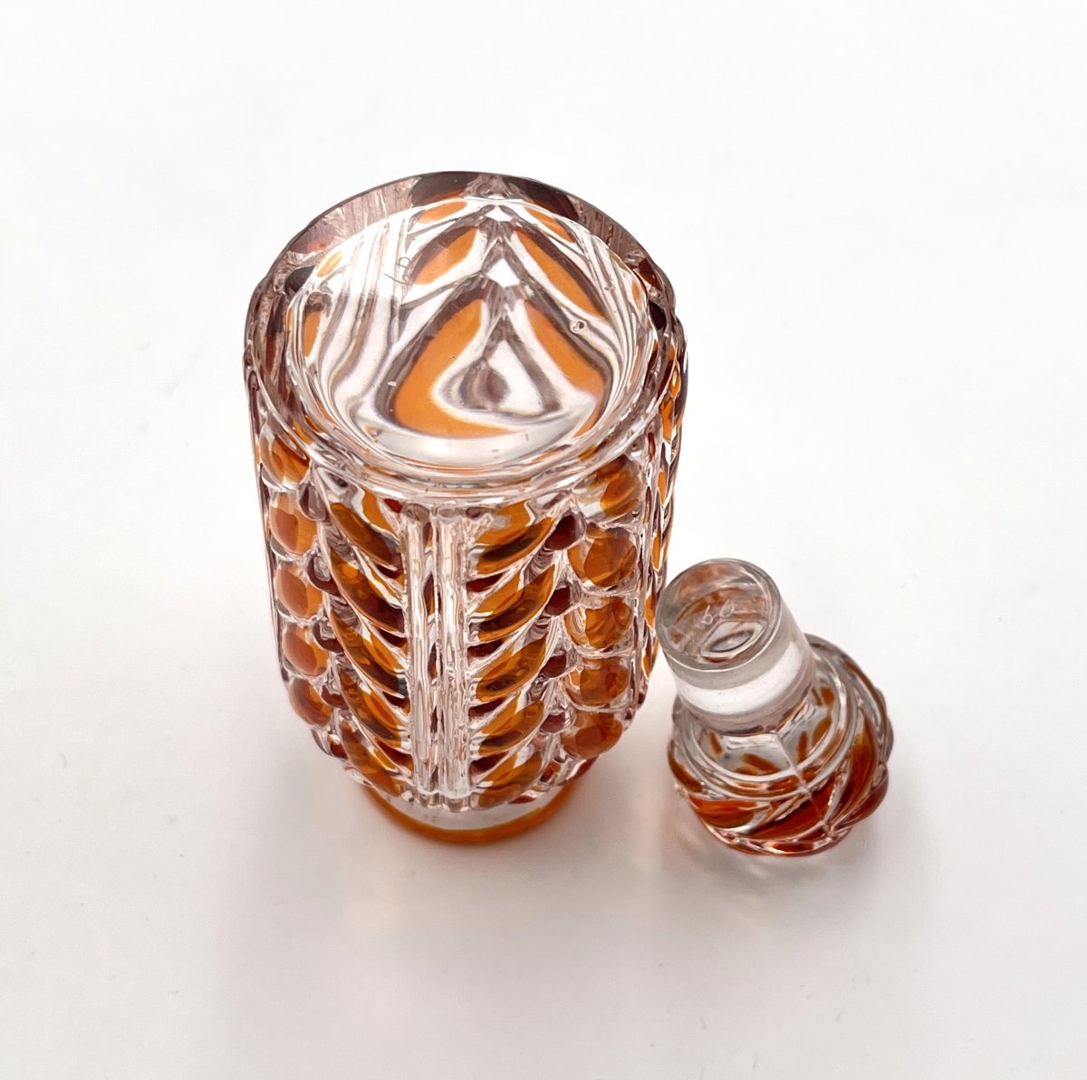 Baccarat - Antique Orange Lined Crystal Perfume Bottle 12.5 Cm - Laurier Model-photo-6