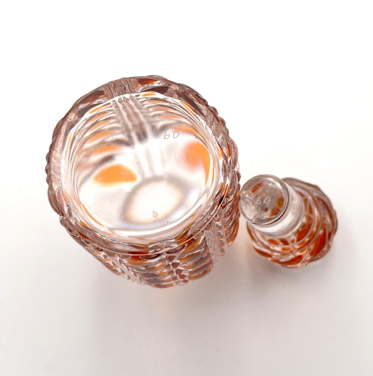Baccarat - Antique Orange Lined Crystal Perfume Bottle 12.5 Cm - Laurier Model-photo-8