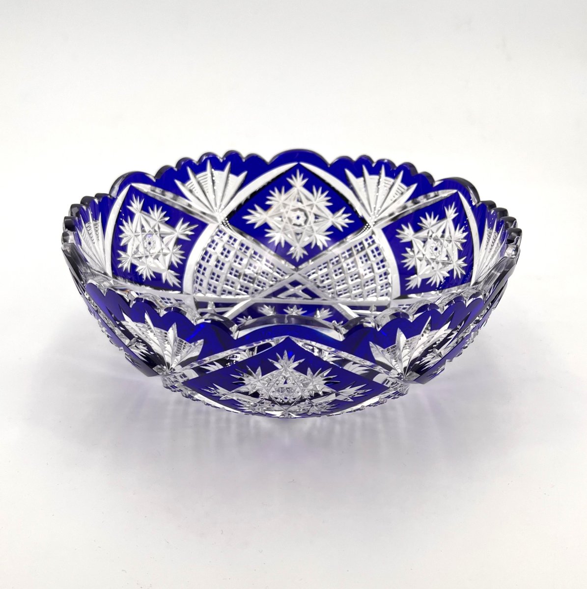 BACCARAT - grande coupe / saladier en cristal taillé doublé BLEU, modèle MANDARIN 23 cm-photo-4