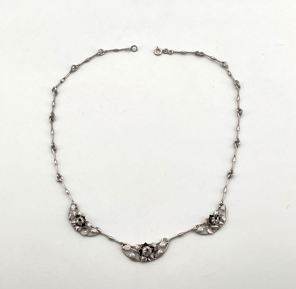 JULES DEON - collier en argent massif d'époque ART DECO - bijoux ancien-photo-4