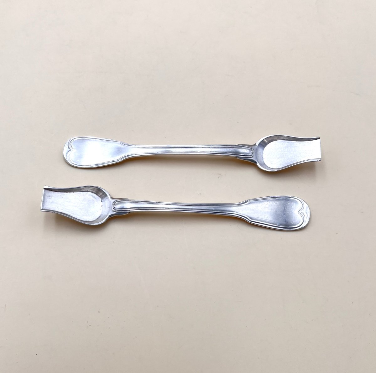Pair Of Solid Silver Salt Shovels 1er Coq - Paris Model Filet-photo-4