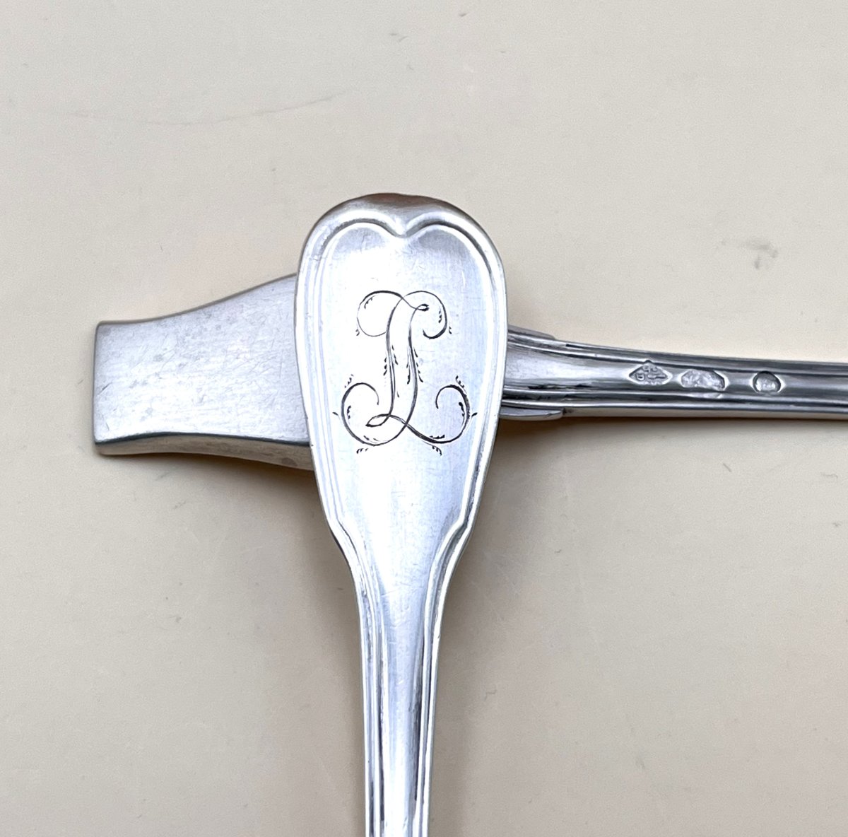 Pair Of Solid Silver Salt Shovels 1er Coq - Paris Model Filet-photo-4