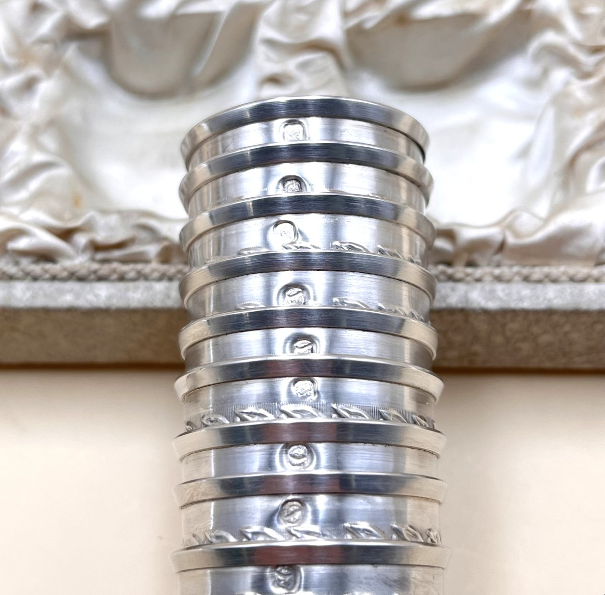 Set Of 12 Solid Silver Liqueur Glasses, Hallmarked Minerve-photo-4