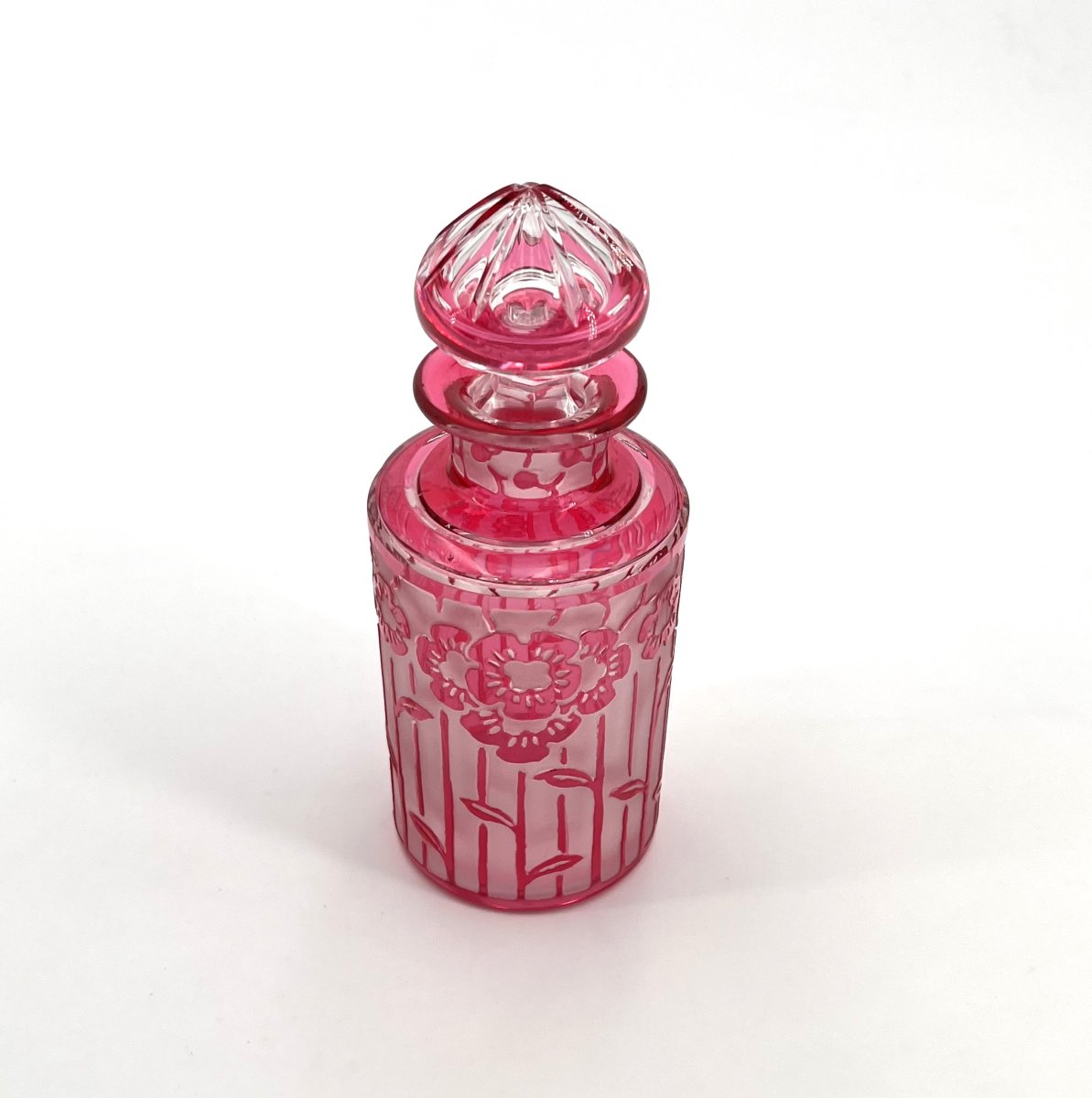 Cristalleries De Nancy - Art Deco Period Perfume Bottle In Acid-etched Crystal-photo-2